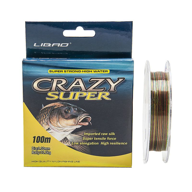 Леска для рыбалки Crazy Super 100 метров 0.30 13.2 кг multicolor