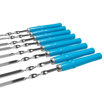 Набор шампуров с мангалом 8 шт 600 мм нержавейка Голубой 3